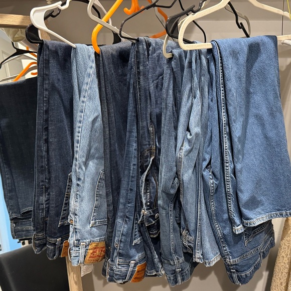 Levi's Men's Straight Jeans - Dark Blue and Light Blue